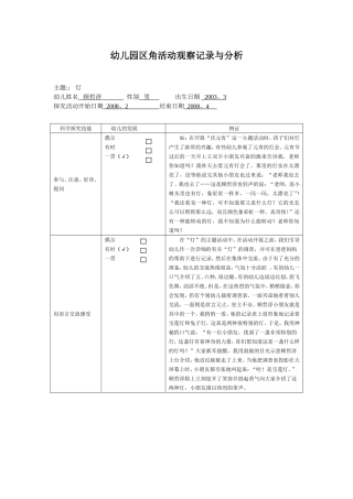 幼儿园区角活动观察记录与分析