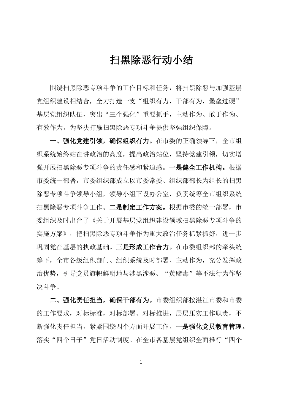 扫黑除恶行动小结_第1页