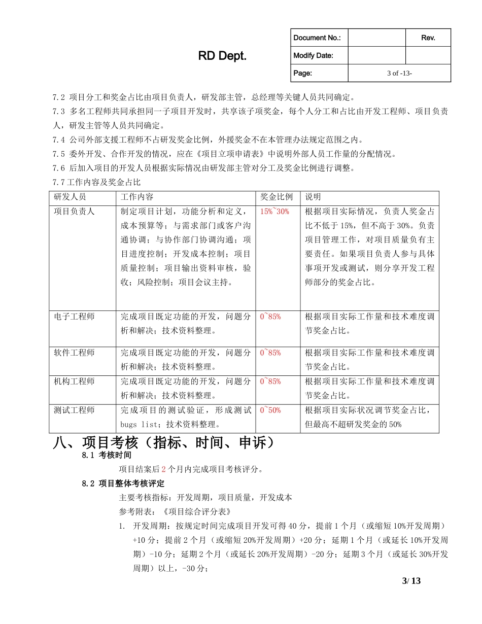 研发部项目奖金分配管理制度_第3页