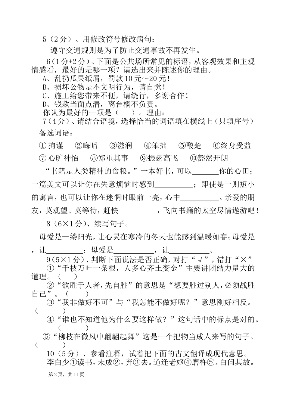 小升初语文综合素质技能_第2页