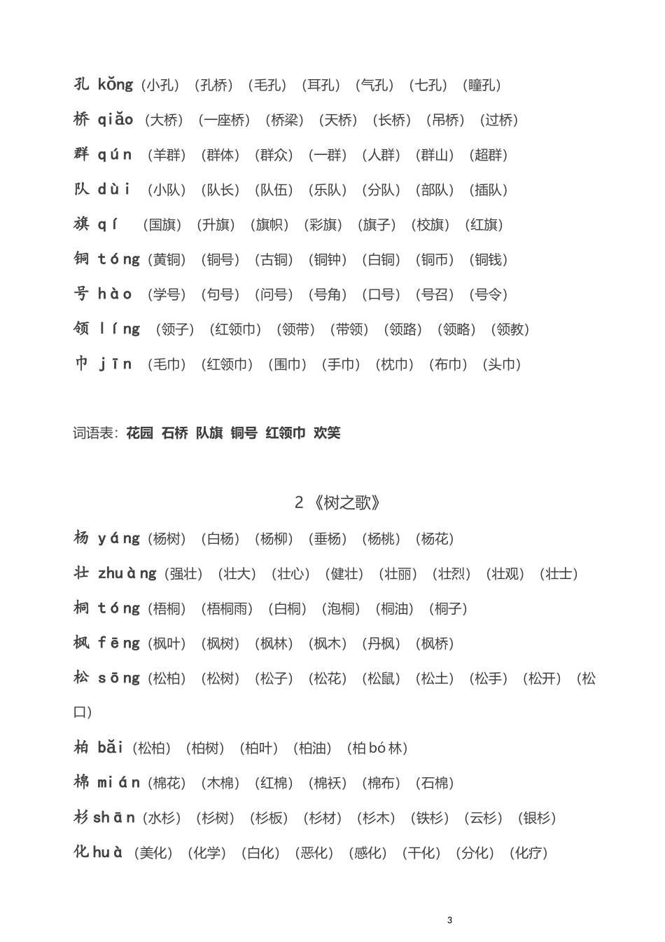二年级语文上册部编生字拼音组词_第3页