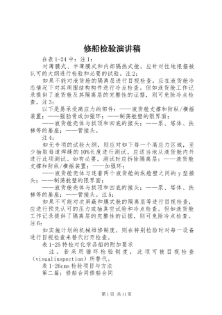 修船检验演讲稿