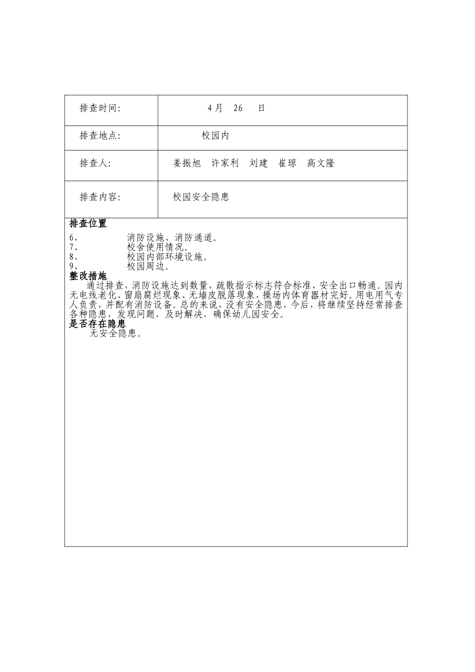 学校安全隐患排查记录_第2页