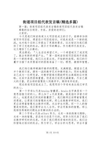 街道项目组代表发言稿(精选多篇)