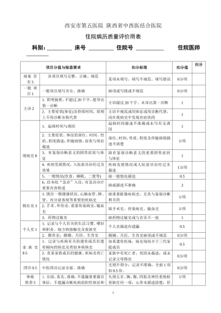 五院院住院病历质量评价用表(2016.8)