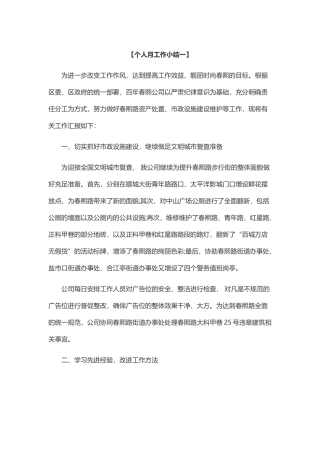 个人月工作小结