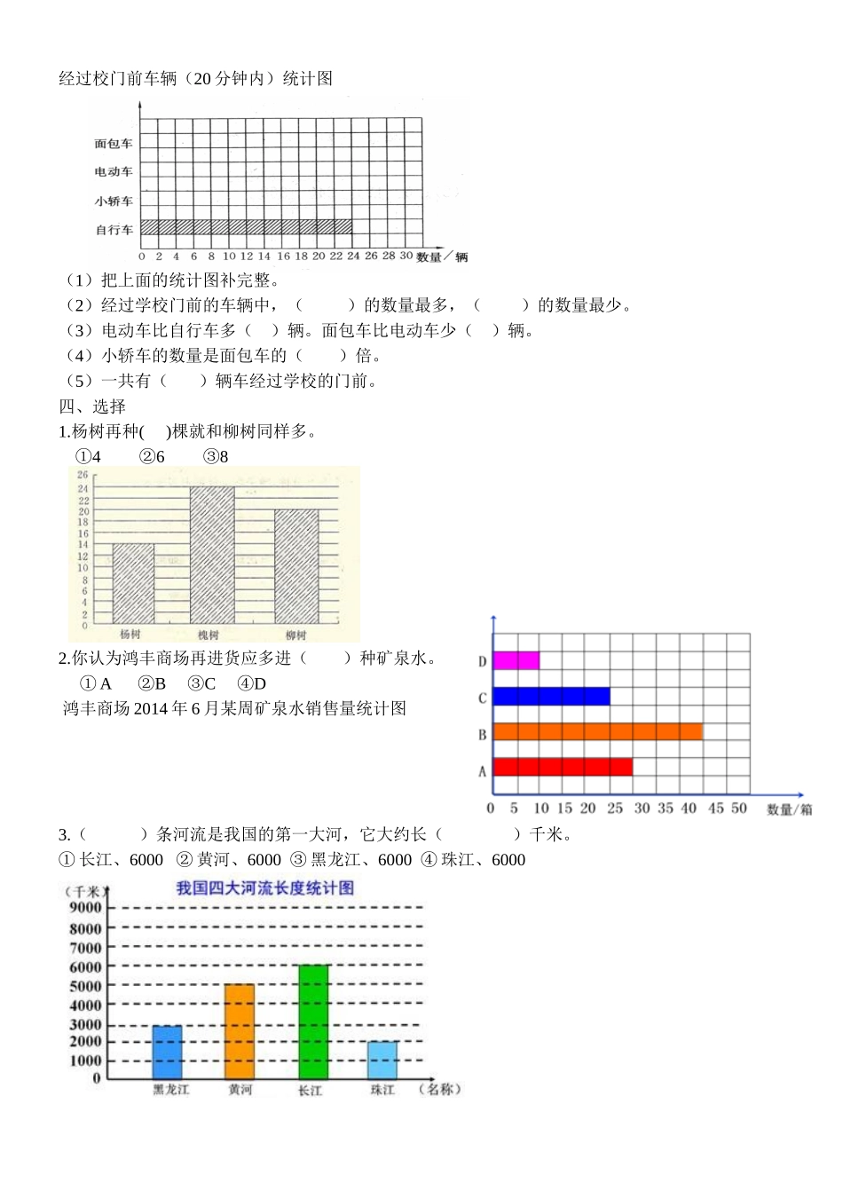 四年级数学第7单元条形统计图练习题_第2页