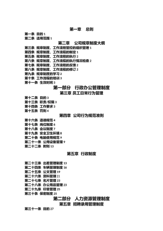 公司规章制度目录