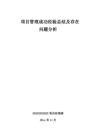 项目成功经验总结及存在问题分析