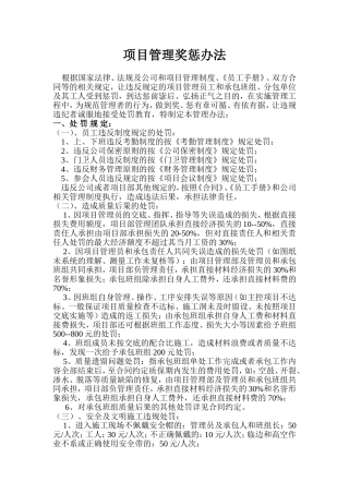 项目管理奖惩办法