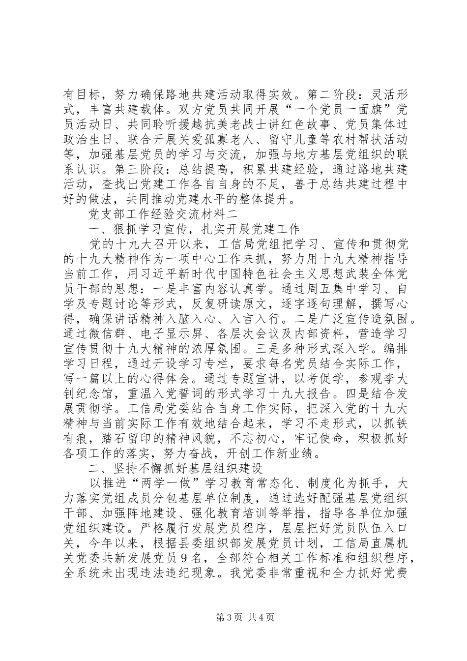 党支部工作经验交流材料（发言稿）13篇(一)_第3页