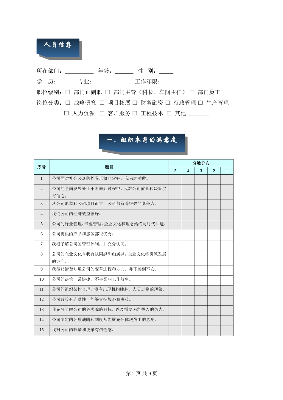 公司员工满意度调查问卷_第2页
