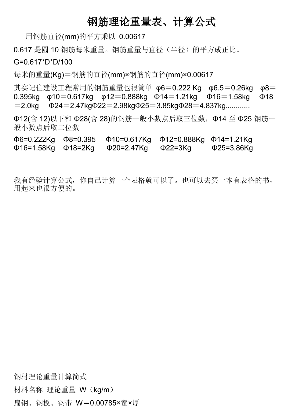 钢筋理论重量表及计算公式_第1页