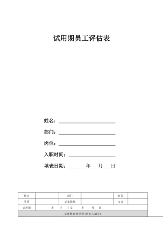 试用期员工评估表
