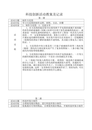 科技创新社团活动教案及记录