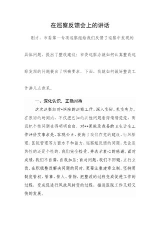 在巡察反馈会上的讲话