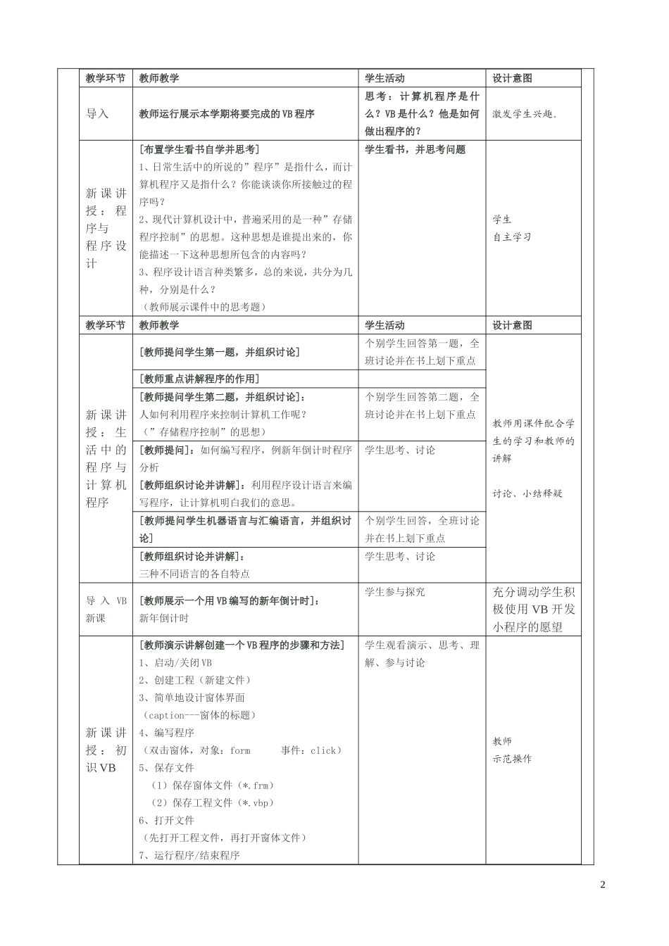 广东省初中八年级下B版信息技术vb全套教案_第2页