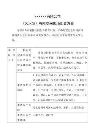 有限空间污水池处置方案