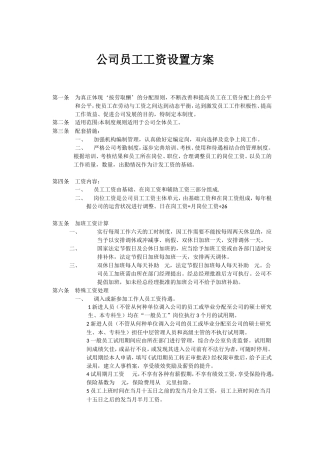公司工资设置方案