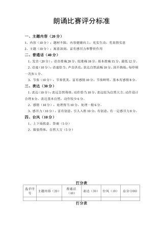 朗诵比赛评分标准_打分表