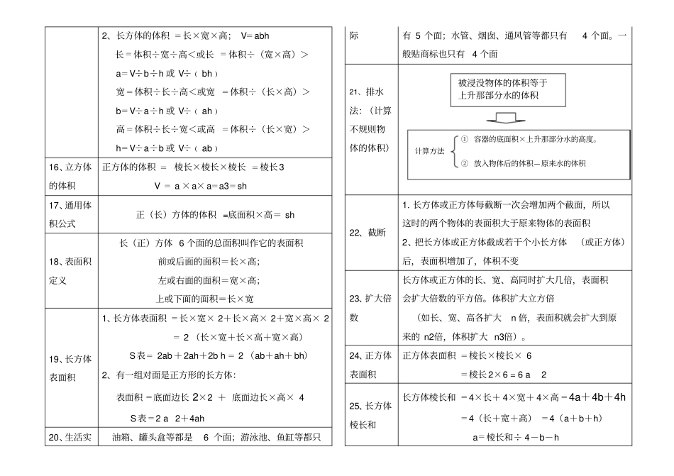 人教版小学五年级数学概念公式_第2页