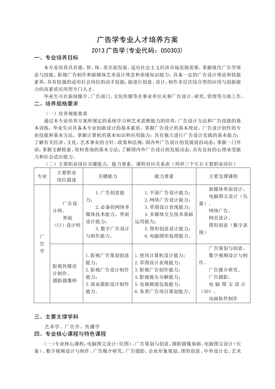 广告学专业人才培养方案_第1页