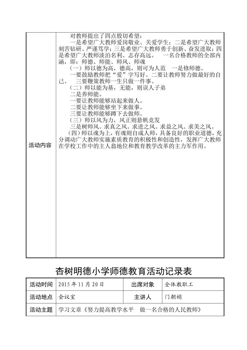 师德教育活动记录表_第3页