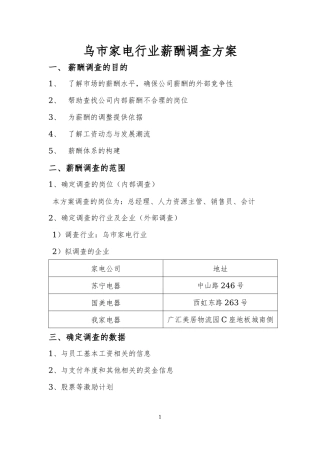 薪酬调查方案