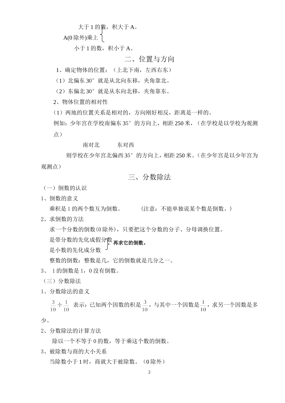 人教版六年级数学上册要记、背的知识点_第2页