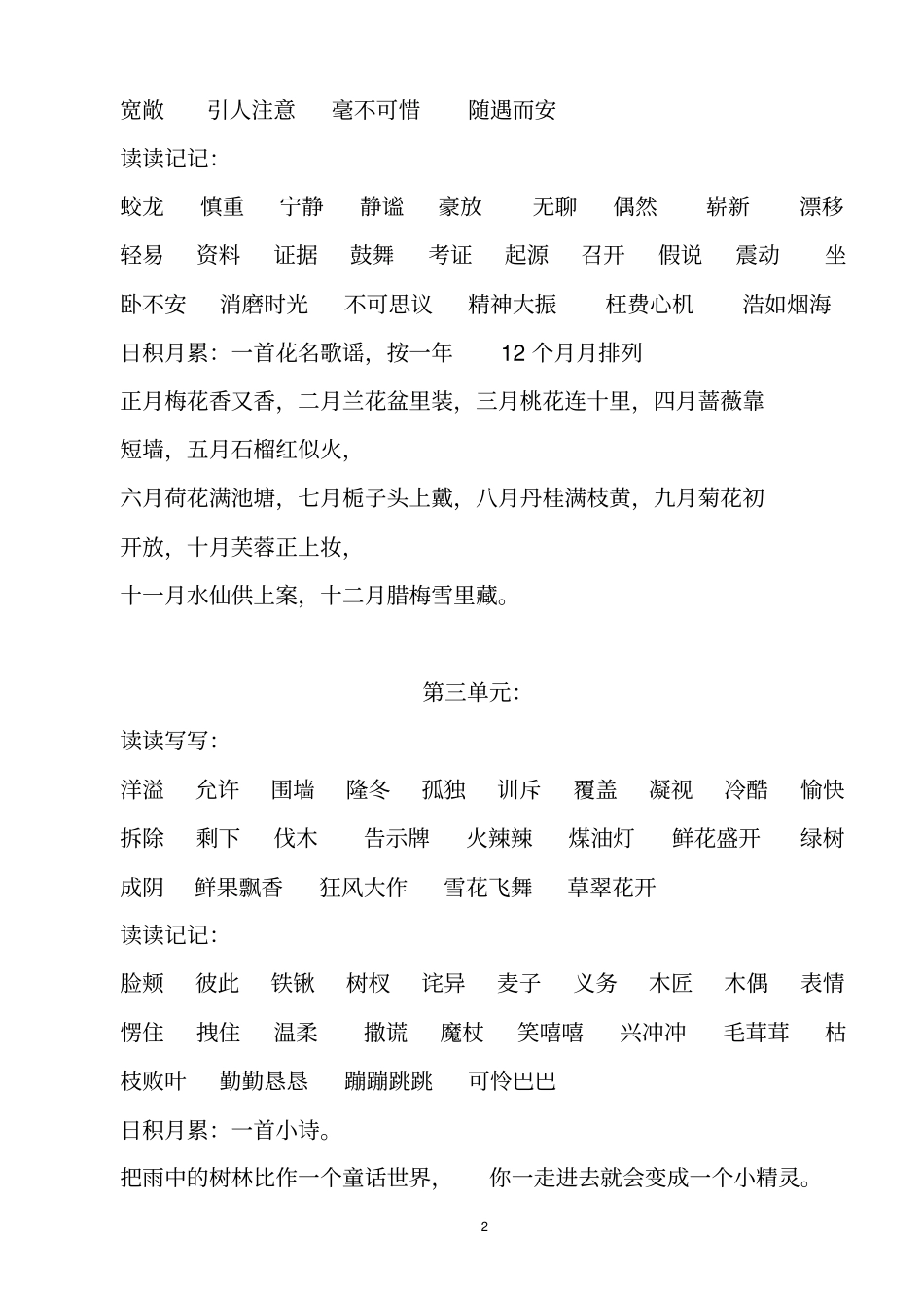 人教版小学四年级上册语文-词语盘点、日积月累汇总_第2页