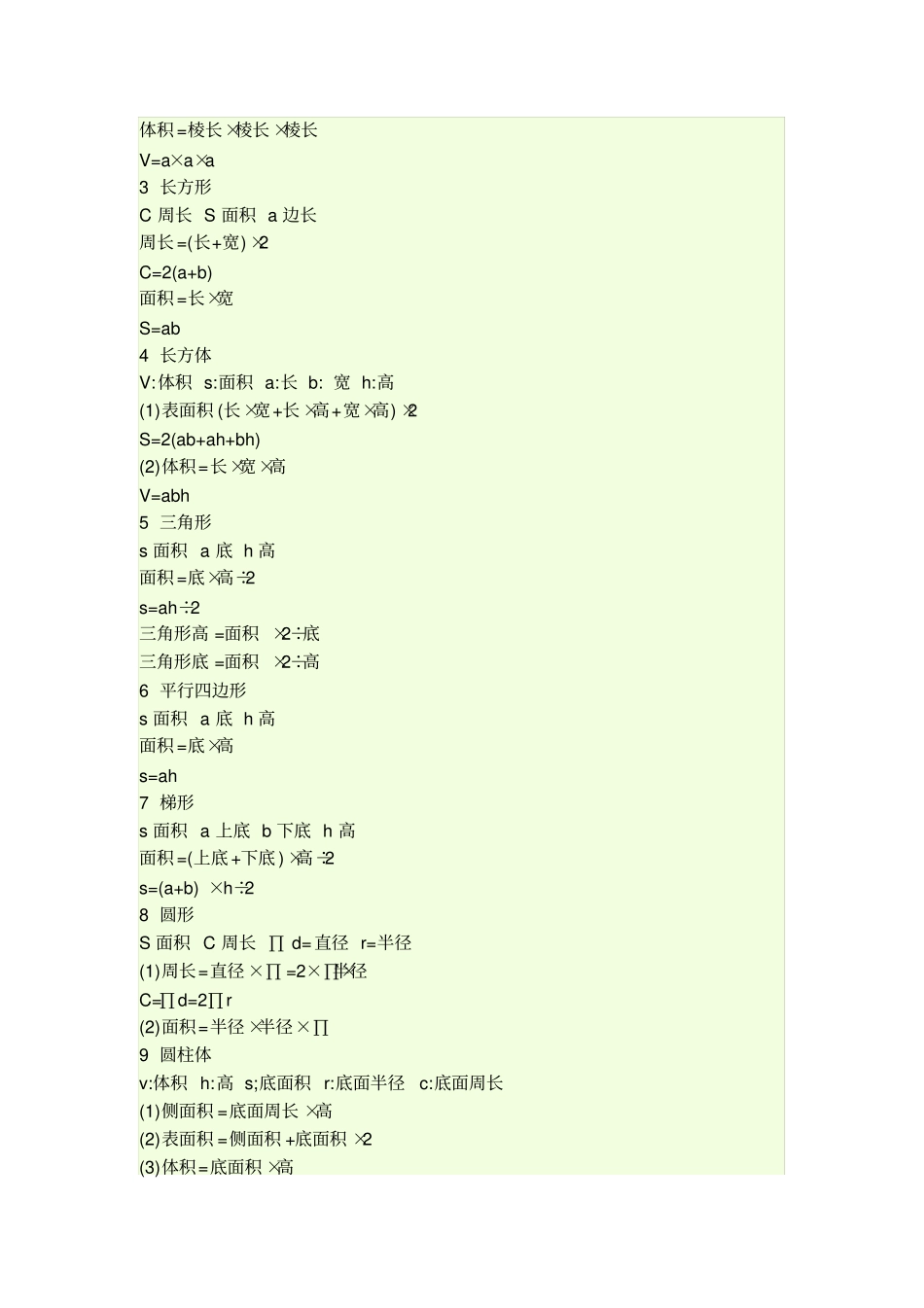 人教版小学四年级数学公式_第2页