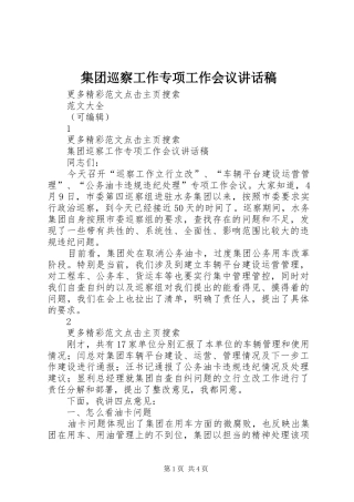 集团巡察工作专项工作会议讲话稿