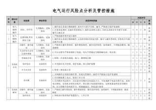风险点分析及管控措施(电气运行)