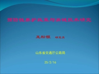 预防性养护政策与关键技术