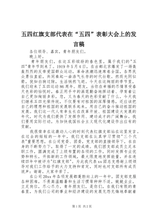 五四红旗支部代表在“五四”表彰大会上的发言稿