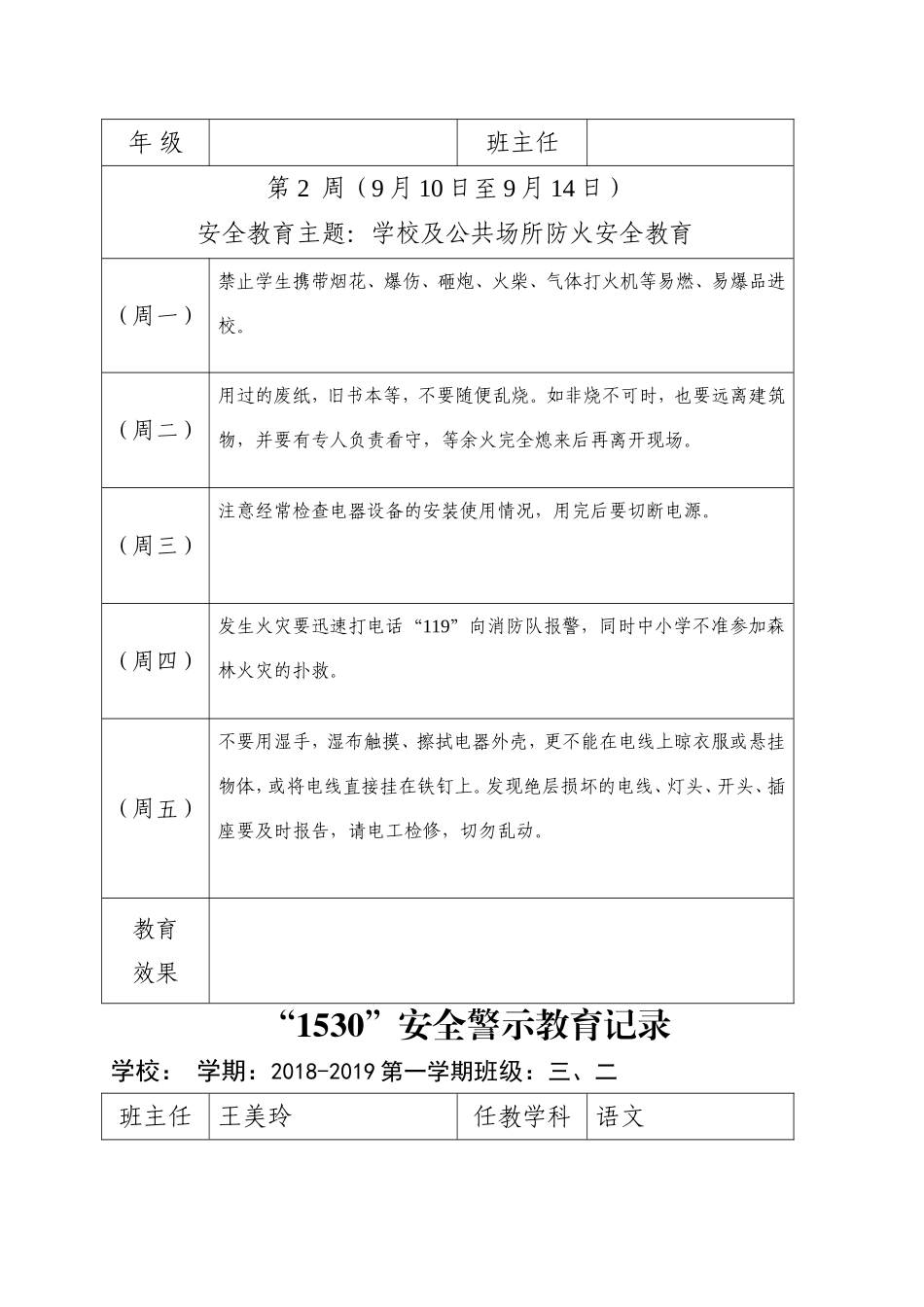 小学1530安全教育记录表格式 (2)_第2页