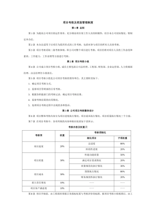 项目考核及奖惩管理制度