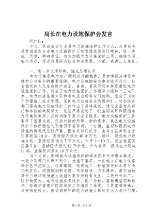 局长在电力设施保护会发言