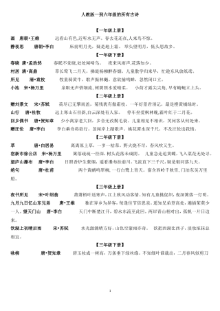 小学一到六年级学过的所有古诗