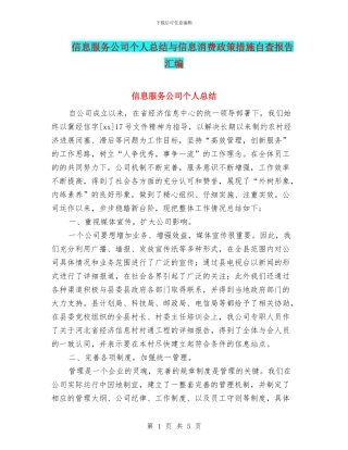 信息服务公司个人总结与信息消费政策措施自查报告汇编