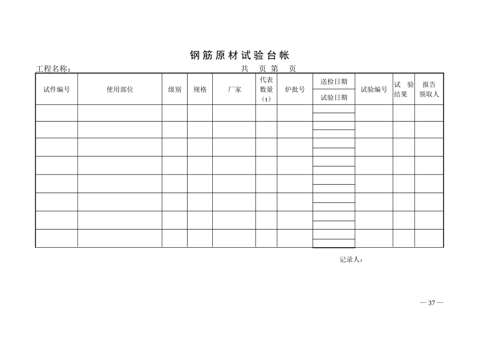 工程试验台帐(内容齐全)_第1页