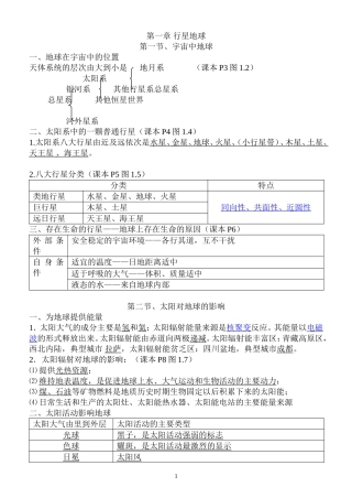 高中地理必修一完整笔记整理汇成汇总