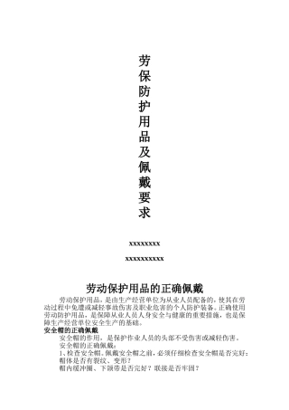 劳保用品及佩戴要求