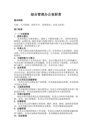 综合办公室部门职责 (2)