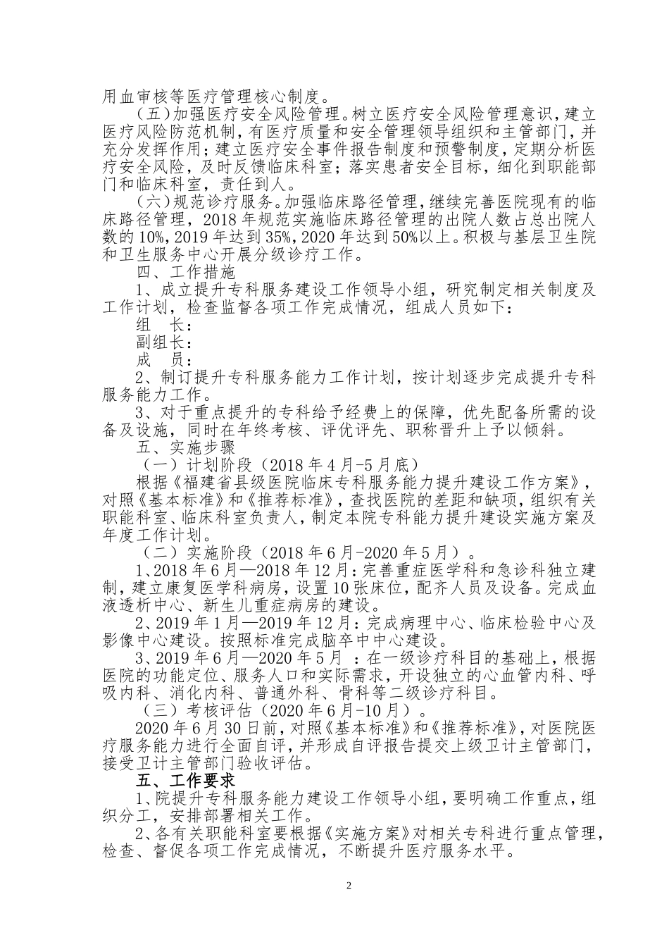 市人民医院临床专科服务能力提升建设工作方案_第2页