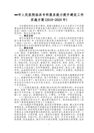 市人民医院临床专科服务能力提升建设工作方案
