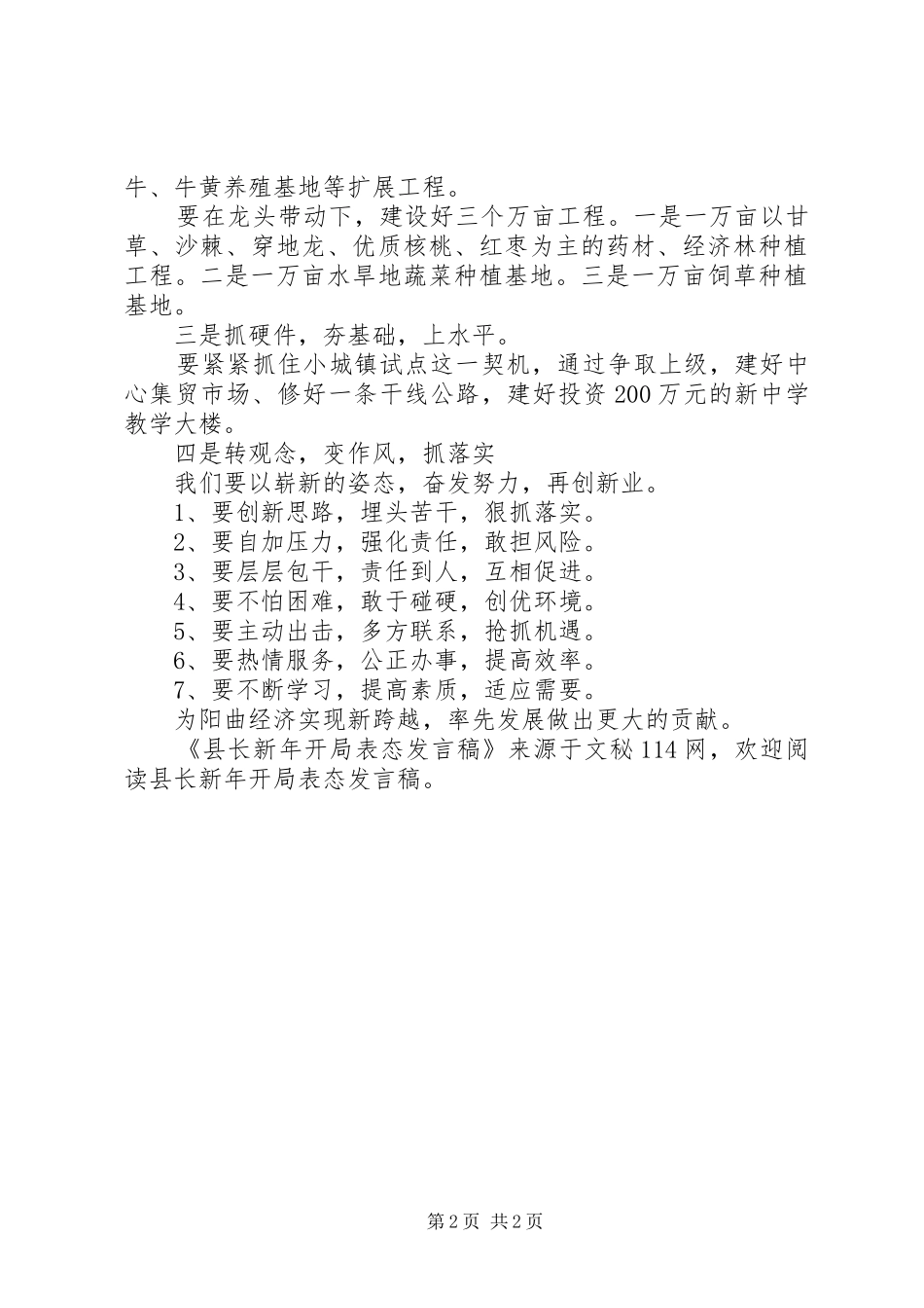 县长新年开局表态发言稿_第2页