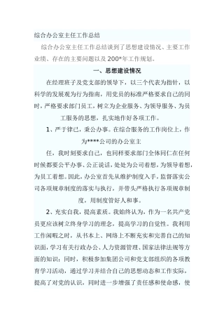 综合办公室主任工作总结 (2)