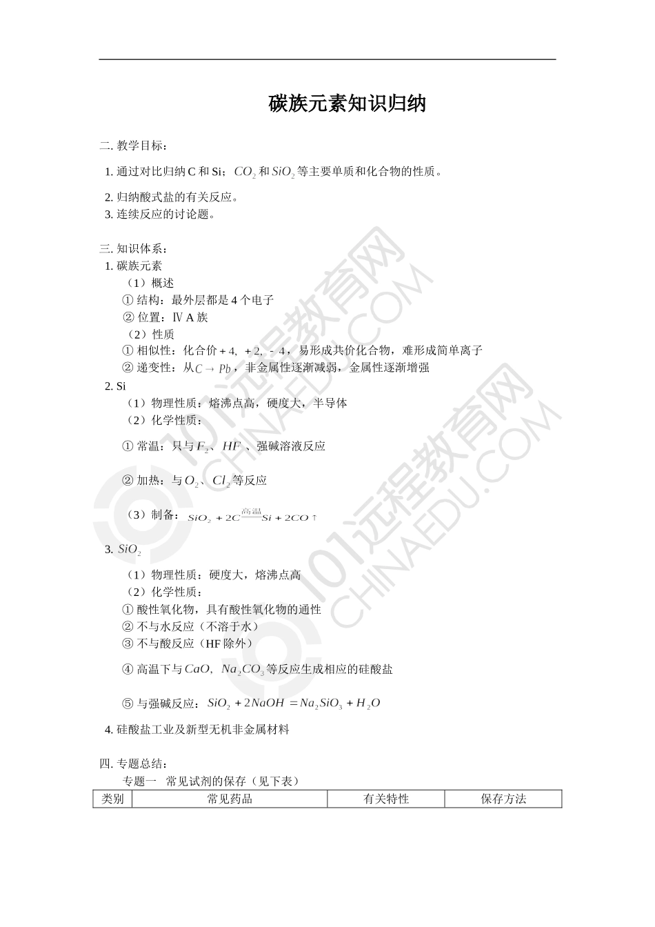 碳族元素知识小结_第1页