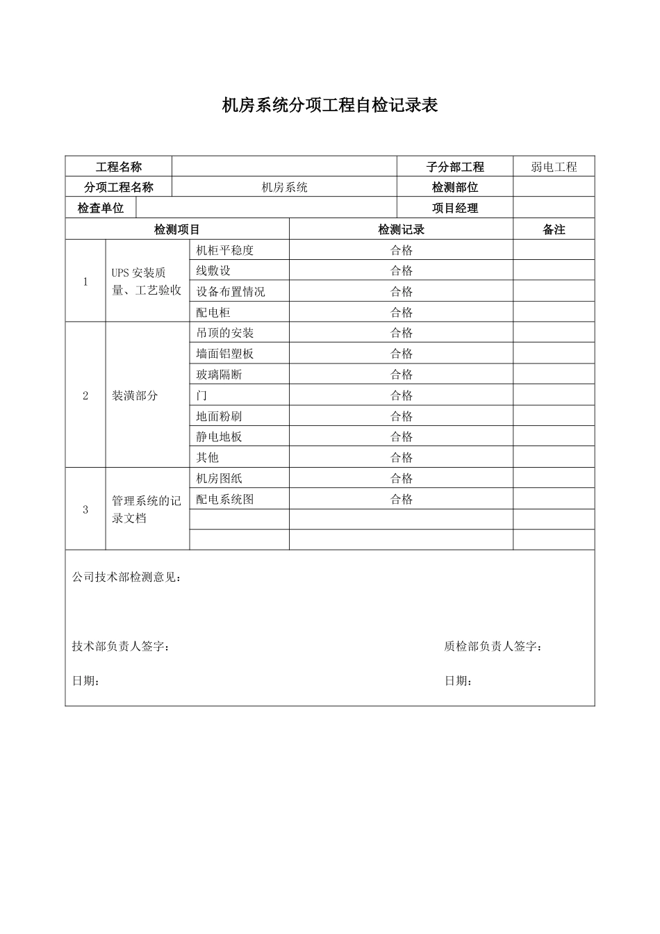 弱电系统自检记录检查表(样本)_第2页